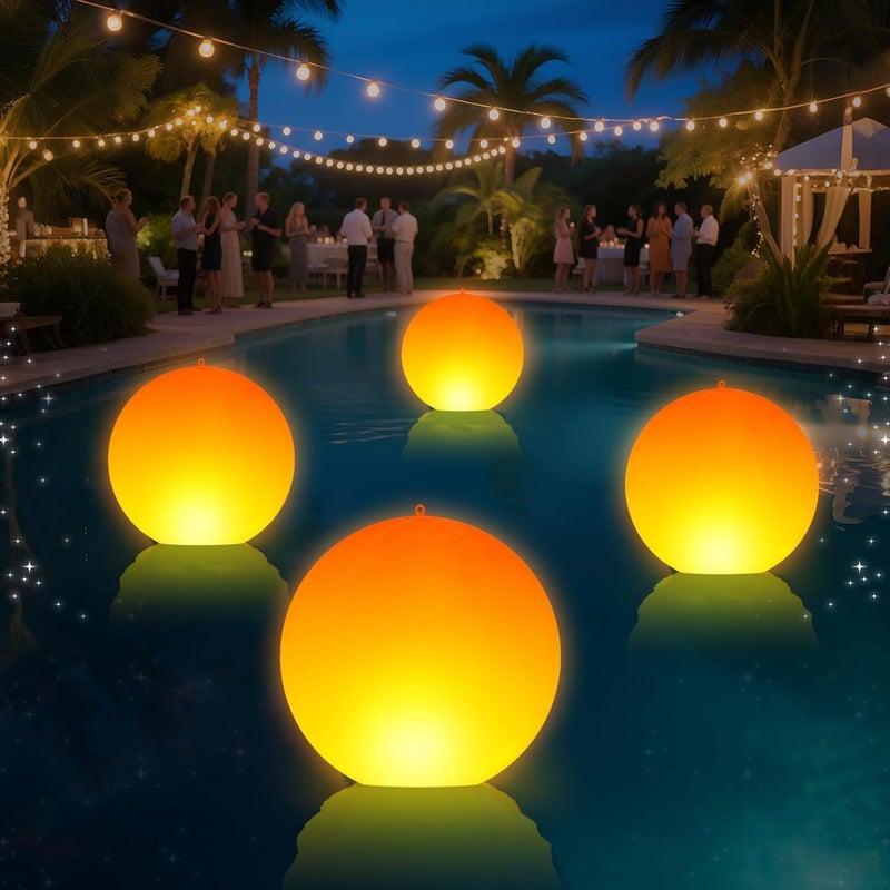 LanPool Floating Pool Lights,14" Flame Solar Pool Lights,Floating Glow Globe IP68 Waterproof, Solar Powered Swimming Pool Accessories, Large Floating Light Up Balls for Pool Pond Outdoor Decor-4PCS - Image 1